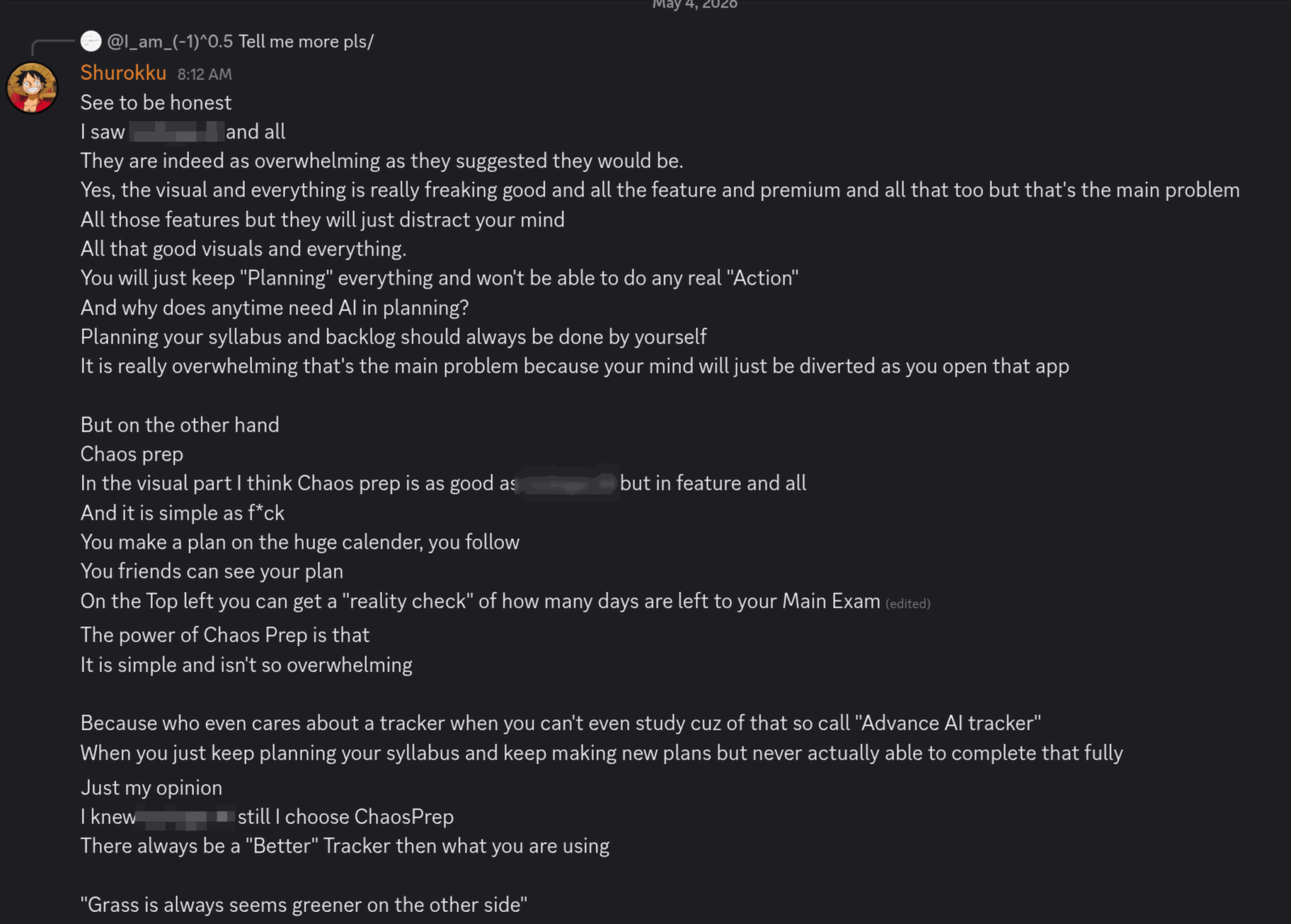 Discord testimonial from Shurokku